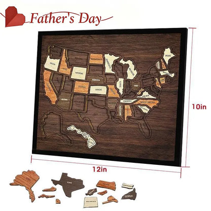 Wooden USA Travel Map Puzzle – Family Wall Decor, Travel Tracker & Geography Gift