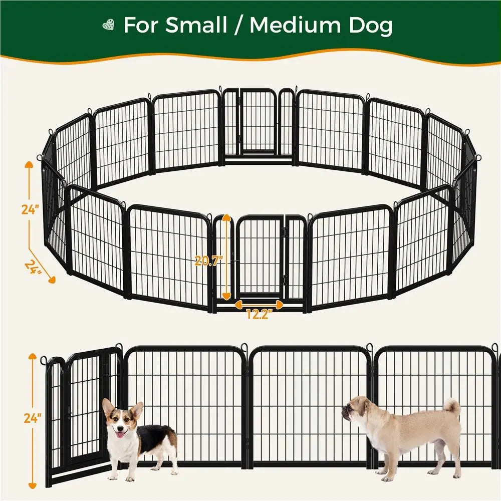 [Expandable]  Dog Playpen 6/8/12/16 Panels Metal Pet Fence, Foldable Indoor Outdoor Dog Exercise Barrier Fence, 24/32/40/47 Inch Pet Enclosure for Small Medium Pets