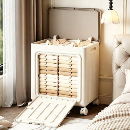 Laundry Basket with Wheels, Ventilated& Odor-Resistant,Portable Rolling Storage with Lid,