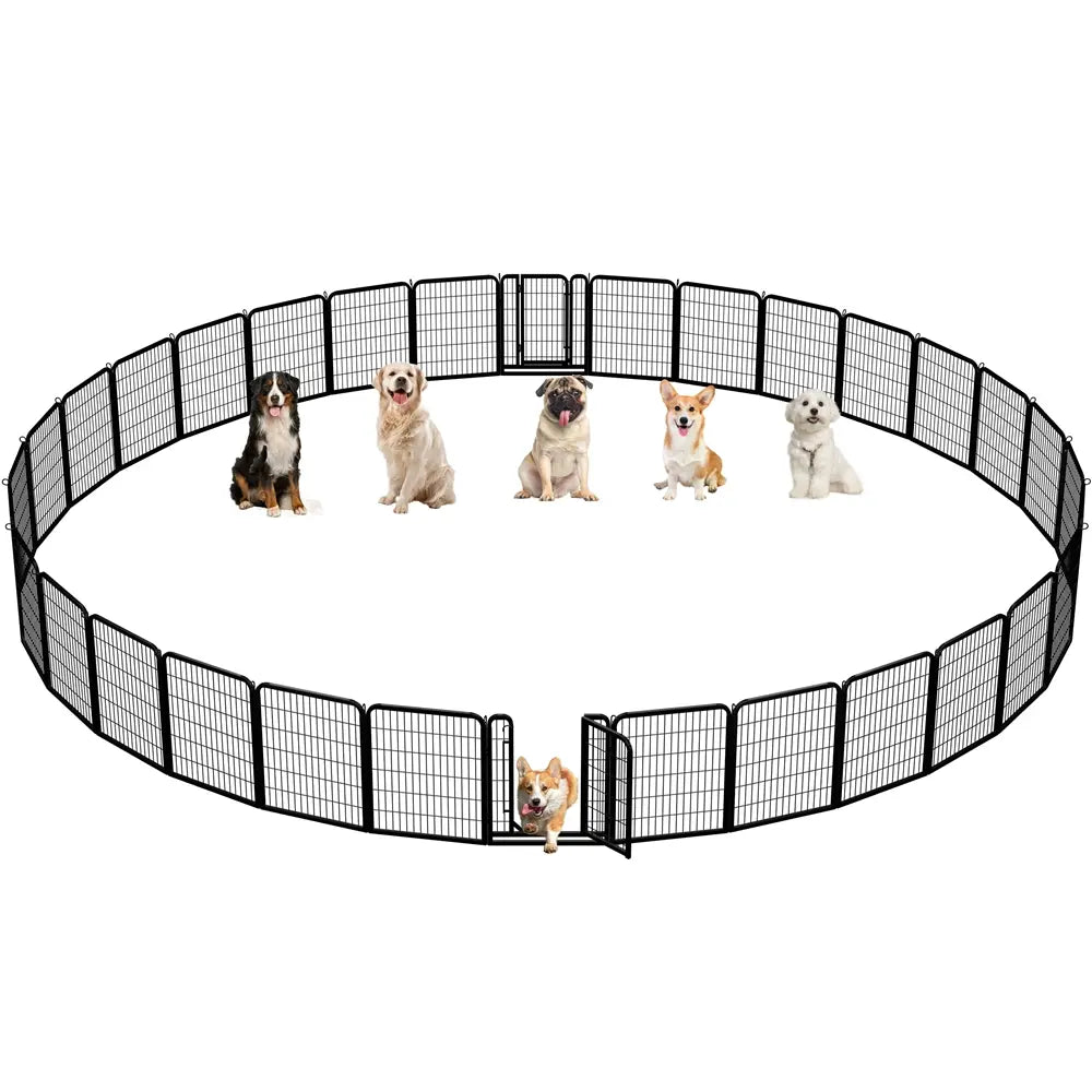 [Expandable]  Dog Playpen 6/8/12/16 Panels Metal Pet Fence, Foldable Indoor Outdoor Dog Exercise Barrier Fence, 24/32/40/47 Inch Pet Enclosure for Small Medium Pets