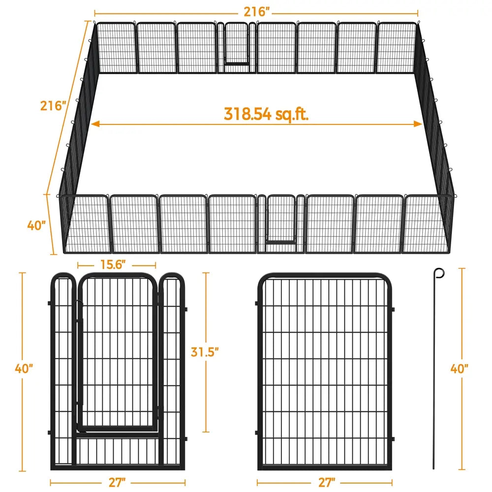 [Expandable]  Dog Playpen 6/8/12/16 Panels Metal Pet Fence, Foldable Indoor Outdoor Dog Exercise Barrier Fence, 24/32/40/47 Inch Pet Enclosure for Small Medium Pets