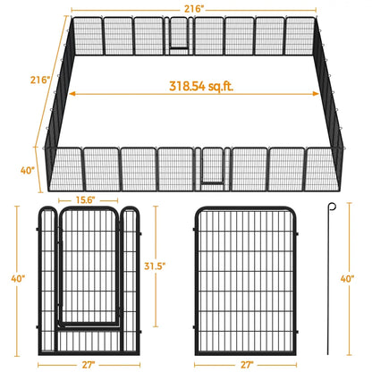 [Expandable]  Dog Playpen 6/8/12/16 Panels Metal Pet Fence, Foldable Indoor Outdoor Dog Exercise Barrier Fence, 24/32/40/47 Inch Pet Enclosure for Small Medium Pets