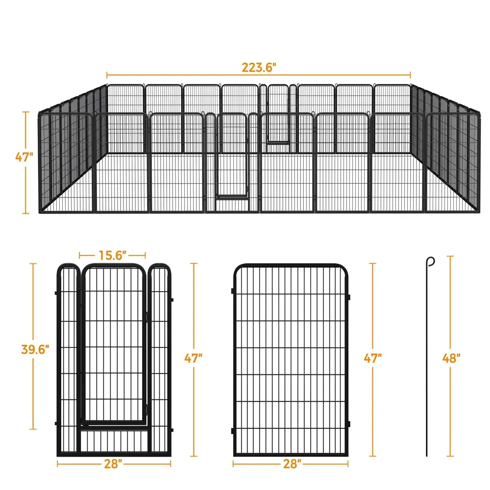 [Expandable]  Dog Playpen 6/8/12/16 Panels Metal Pet Fence, Foldable Indoor Outdoor Dog Exercise Barrier Fence, 24/32/40/47 Inch Pet Enclosure for Small Medium Pets