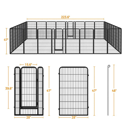[Expandable]  Dog Playpen 6/8/12/16 Panels Metal Pet Fence, Foldable Indoor Outdoor Dog Exercise Barrier Fence, 24/32/40/47 Inch Pet Enclosure for Small Medium Pets