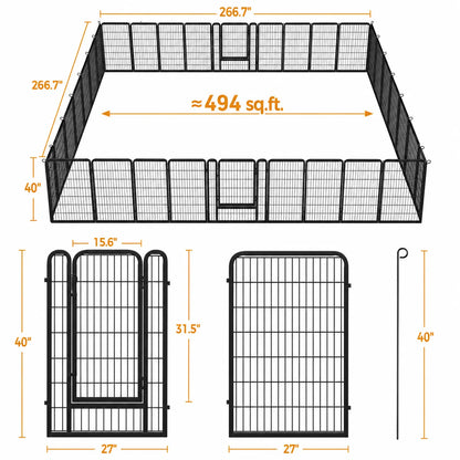 [Expandable]  Dog Playpen 6/8/12/16 Panels Metal Pet Fence, Foldable Indoor Outdoor Dog Exercise Barrier Fence, 24/32/40/47 Inch Pet Enclosure for Small Medium Pets