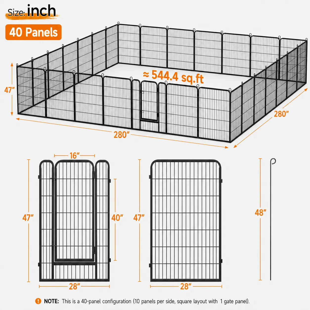 [Expandable]  Dog Playpen 6/8/12/16 Panels Metal Pet Fence, Foldable Indoor Outdoor Dog Exercise Barrier Fence, 24/32/40/47 Inch Pet Enclosure for Small Medium Pets