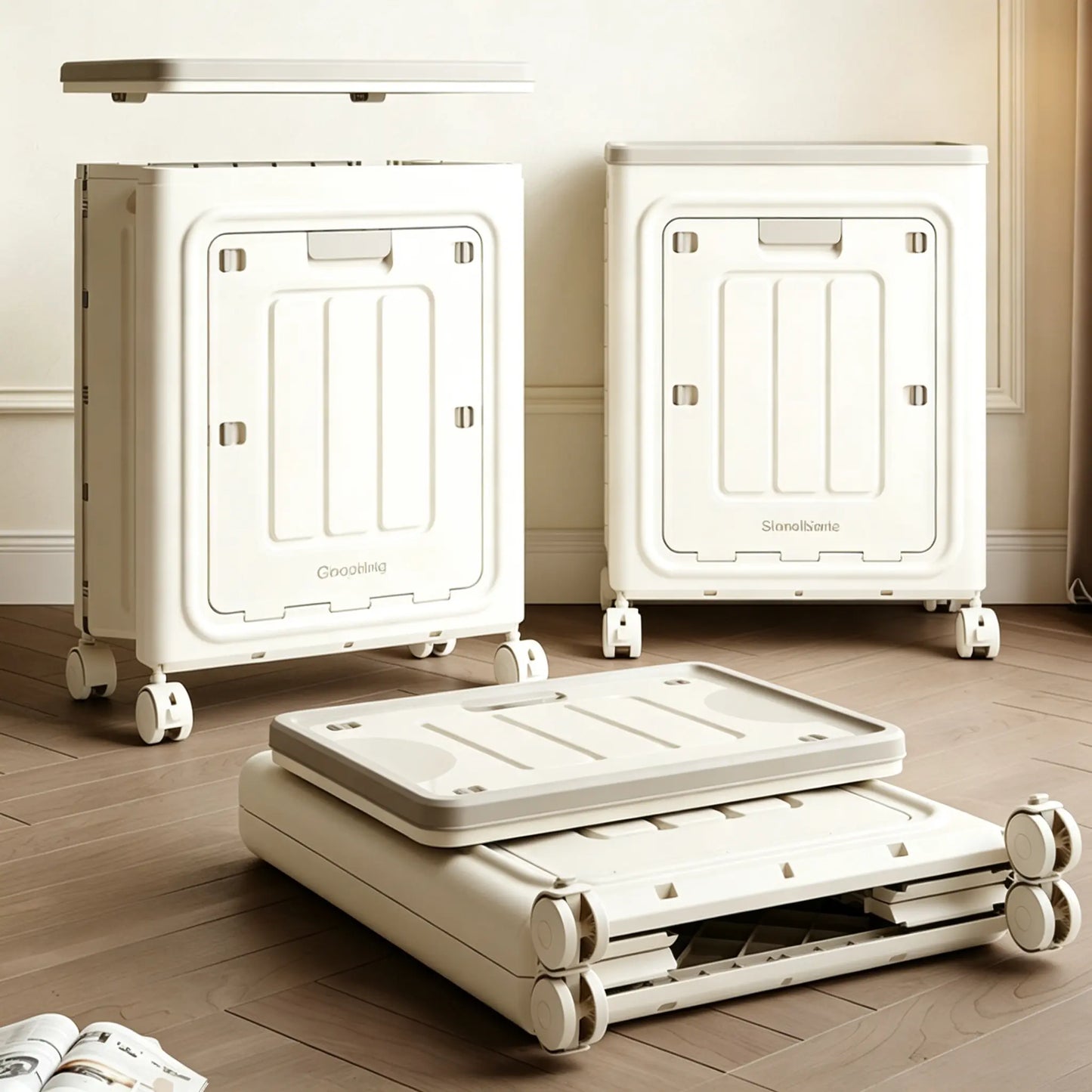 Laundry Basket with Wheels, Ventilated& Odor-Resistant,Portable Rolling Storage with Lid,