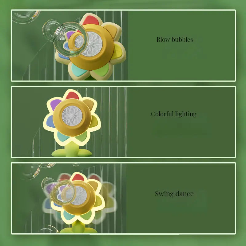 Sunflower Bubble Machine for Kids & Adults – USB Rechargeable Bubble Maker with Colorful LED Lights