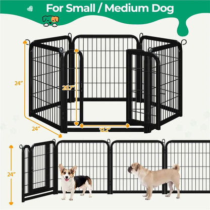 [Expandable]  Dog Playpen 6/8/12/16 Panels Metal Pet Fence, Foldable Indoor Outdoor Dog Exercise Barrier Fence, 24/32/40/47 Inch Pet Enclosure for Small Medium Pets