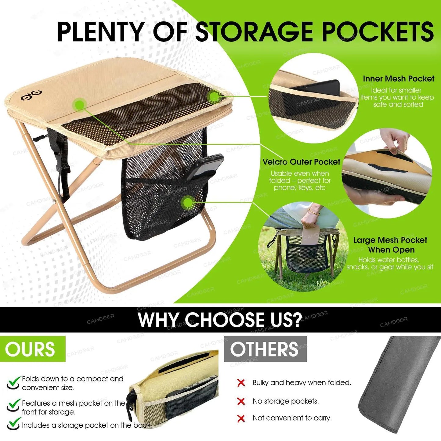 Ultralight Portable Camping Chair – Folding Outdoor Chair with Side Pockets