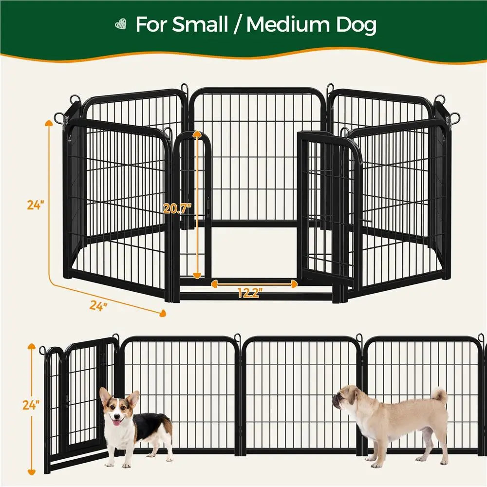 [Expandable]  Dog Playpen 6/8/12/16 Panels Metal Pet Fence, Foldable Indoor Outdoor Dog Exercise Barrier Fence, 24/32/40/47 Inch Pet Enclosure for Small Medium Pets