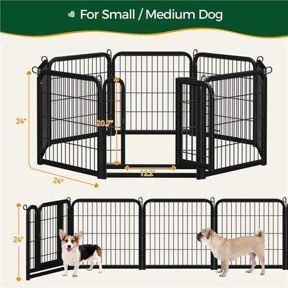 [Expandable]  Dog Playpen 6/8/12/16 Panels Metal Pet Fence, Foldable Indoor Outdoor Dog Exercise Barrier Fence, 24/32/40/47 Inch Pet Enclosure for Small Medium Pets