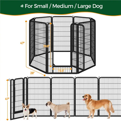 [Expandable]  Dog Playpen 6/8/12/16 Panels Metal Pet Fence, Foldable Indoor Outdoor Dog Exercise Barrier Fence, 24/32/40/47 Inch Pet Enclosure for Small Medium Pets