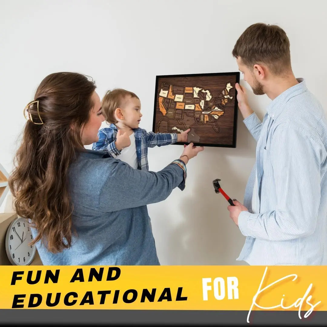 Wooden USA Travel Map Puzzle – Family Wall Decor, Travel Tracker & Geography Gift