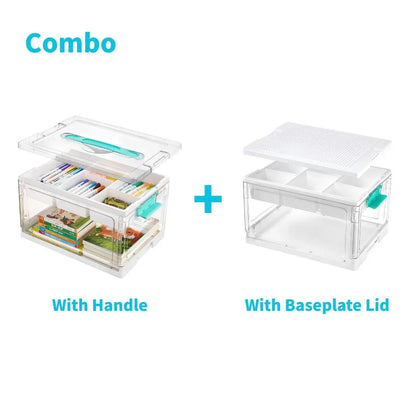 Vtopmart 24QT clear craft storage bin with tray and adjustable dividers for art toys, hair, bows