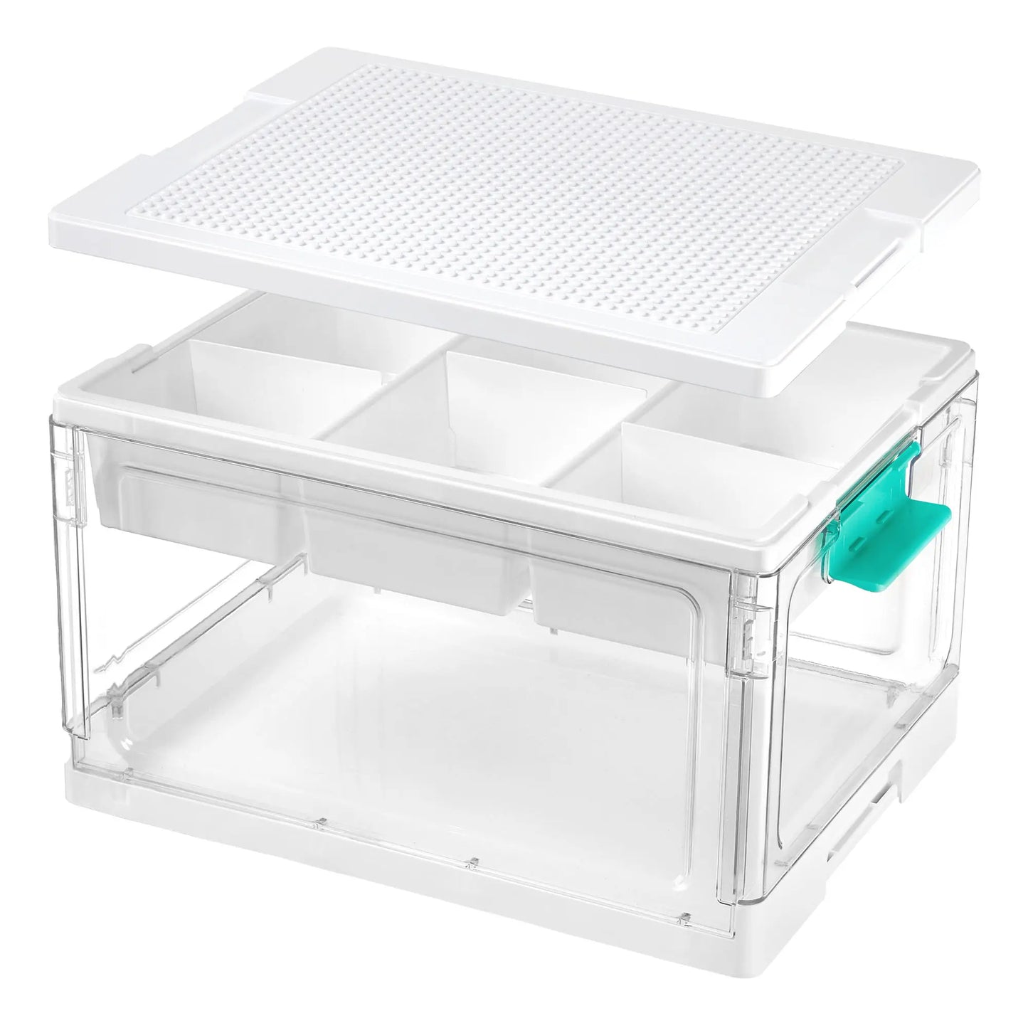 Vtopmart 24QT clear craft storage bin with tray and adjustable dividers for art toys, hair, bows