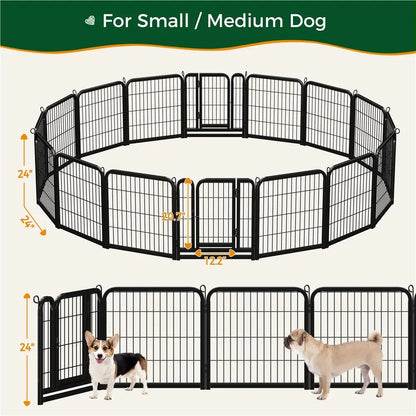 [Expandable]  Dog Playpen 6/8/12/16 Panels Metal Pet Fence, Foldable Indoor Outdoor Dog Exercise Barrier Fence, 24/32/40/47 Inch Pet Enclosure for Small Medium Pets