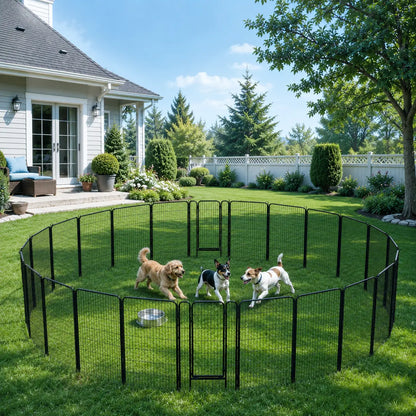 [Expandable]  Dog Playpen 6/8/12/16 Panels Metal Pet Fence, Foldable Indoor Outdoor Dog Exercise Barrier Fence, 24/32/40/47 Inch Pet Enclosure for Small Medium Pets