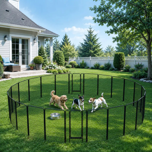 [Expandable]  Dog Playpen 6/8/12/16 Panels Metal Pet Fence, Foldable Indoor Outdoor Dog Exercise Barrier Fence, 24/32/40/47 Inch Pet Enclosure for Small Medium Pets