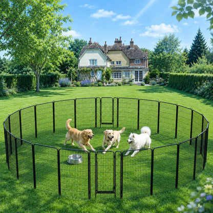 [Expandable]  Dog Playpen 6/8/12/16 Panels Metal Pet Fence, Foldable Indoor Outdoor Dog Exercise Barrier Fence, 24/32/40/47 Inch Pet Enclosure for Small Medium Pets