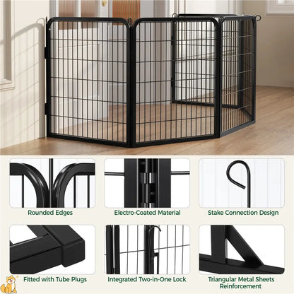 [Expandable]  Dog Playpen 6/8/12/16 Panels Metal Pet Fence, Foldable Indoor Outdoor Dog Exercise Barrier Fence, 24/32/40/47 Inch Pet Enclosure for Small Medium Pets