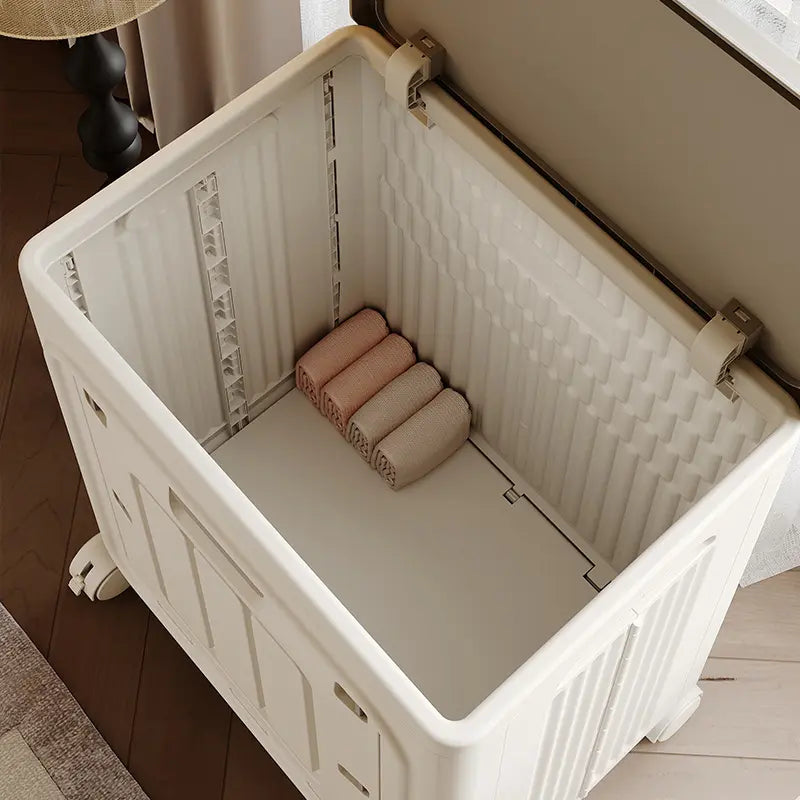 Laundry Basket with Wheels, Ventilated& Odor-Resistant,Portable Rolling Storage with Lid,