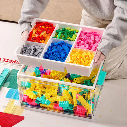 Vtopmart 24QT clear craft storage bin with tray and adjustable dividers for art toys, hair, bows