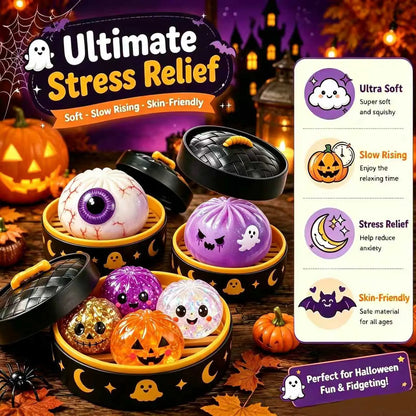 Halloween Ghost Pumpkin Glitter Squishy Toys, Stress Relief Hand Fidget Toys, Portable Squeeze Toys, Halloween Party Supplies & Holiday Gifts