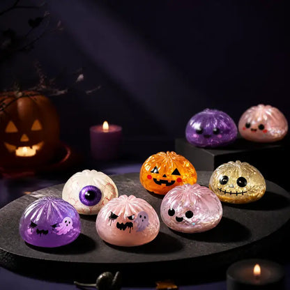Halloween Ghost Pumpkin Glitter Squishy Toys, Stress Relief Hand Fidget Toys, Portable Squeeze Toys, Halloween Party Supplies & Holiday Gifts
