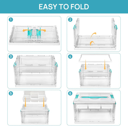 Vtopmart 24QT clear craft storage bin with tray and adjustable dividers for art toys, hair, bows
