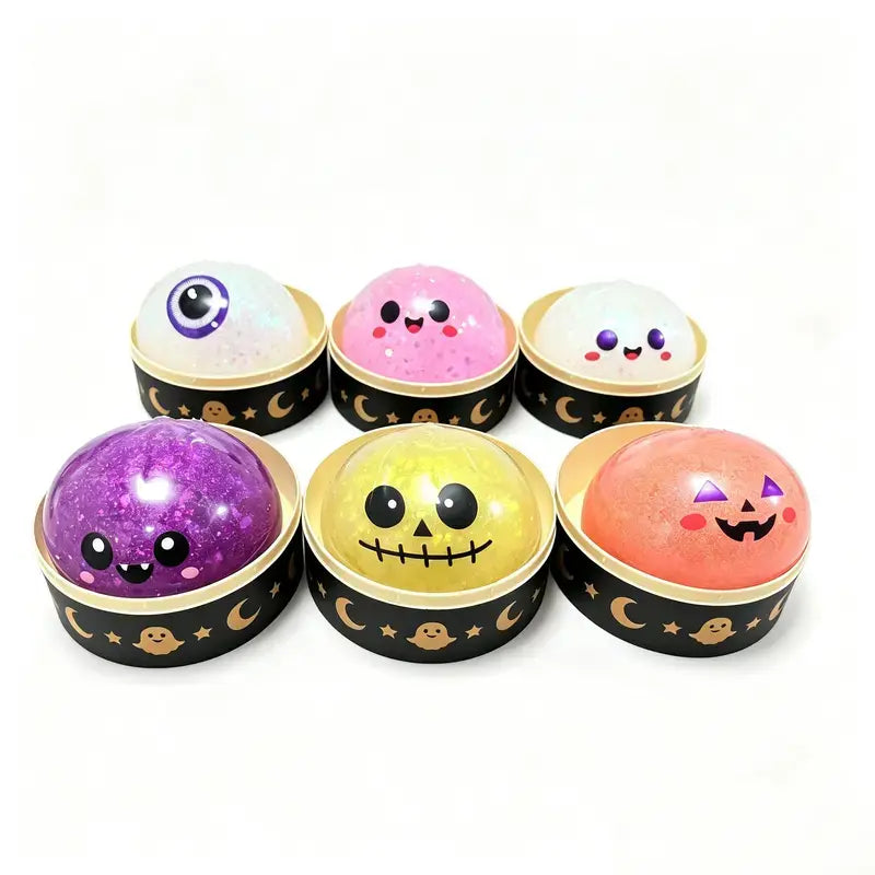 Halloween Ghost Pumpkin Glitter Squishy Toys, Stress Relief Hand Fidget Toys, Portable Squeeze Toys, Halloween Party Supplies & Holiday Gifts